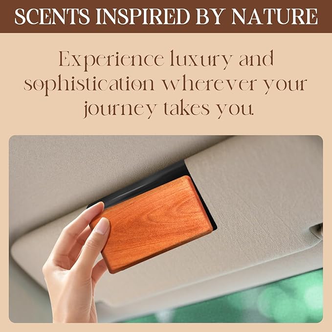 Car Air Freshener - Wood Air Freshener - Car Odor Eliminator - Long Lasting Scent - Auto Accessories -VISOR CLIP INCLUDED (Teak-Open Air-Charming Orchard)