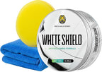 White Car Wax - Anti-Yellowing + UV Defense | Clear Coat Protection | 180g with Sponge& Microfiber Towel