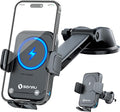 SONRU Car Phone Holder Wireless Charger, Qi 15W Wireless Car Charger Fast Charging Auto Clamping Car Charger Mount Suction Holder Dashboard Air Vent for iPhone 16/15/14/13/12/11, Samsung S25/24