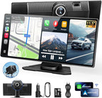 11.5" Wireless Apple CarPlay Screen for Car, Portable Car Play & Android Auto Touch Screen Car Stereo with App Control, 4K Dash Cam 1080P Backup Camera, GPS, Voice Control, Mirror Link FM All Vehicles