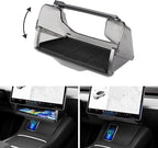 Canvcle Hidden Under Screen Storage Box for 2016-2026 Tesla Model Y/Model 3 Accessories,One‑click open & Silent Damping Slides Center Console Organizer (Fit New Model Y Juniper/Model 3 Highland)