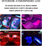 Car Interior Pedal LED Lights, Automotive Underglow Ambient RGB Door Lighting Kit with USB Port, 4 in 1 Decoration Neon Lights for Car, Home, Garden, Party (Blue)