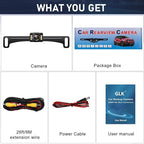 GLK Backup Camera Rear View Camera AHD 1080P Night Vision Reverse Camera, License Plate Backup Camera with 6 LED Lights,170 Degree Wide View Angle, IP69K Waterproof, for 12-24V Pickup Car Truck RV SUV