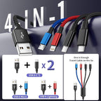 Dual Type-C 4 in 1 Multi Charging Cable for iPhone 17/ Galxy S26, Travel Cruise Essentials, USB Cable iPhone Charger Cord, Charging Cords for iPhone17-8/Androids/iPad and More, Car Charger (2Pack 5FT)