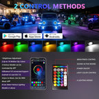 MONDEVIEW 8 Pods RGB LED Rock Lights for Jeeps Trucks Golf Carts & UTVs, Waterproof Underglow Kit with APP Control, Music Mode, 12V Underbody Neon Lights for Cars, ATV, RZR, SUV, Offroad Vehicles