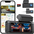 4K+2.5K Dash Cam Front and Rear,GPS,5.8G WiFi, Free 64GB Card Included,Dash Camera for Cars,2-Channel Car Camera,3.16'' IPS Screen,G-Sensor,24H Parking Monitor,Max 256GB