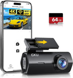 GKU 4K Dash Cam Front, Mini DashCam Includes 64GB Card, Dash Camera Built-in WiFi, 24H Parking Monitor,Night Vision,WDR,170° Wide Angle,Loop Recording,G-Sensor, (Black)