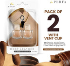Leather Musk Car Air Freshener | Hanging Car Freshener with Vent Clip | New Car Fragrance, Slow-Release Aroma Technology, Adjustable Scent Intensity | Premium Interior Accessories by Perfa