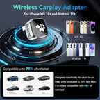 2026 Upgraded Wireless CarPlay Adapter, 2-in-1 Mini CarPlay Adapter for iPhone & Android, 3 Second Auto Stable Connection with Zero Latency, Plug & Play for 2016+ Cars with USB-A/USB-C Ports