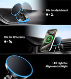 BHHB for iPhone 17 Magsafe Car Mount Charger, [2026 New] 15W 2in1 Magnetic Wireless Car Charger, fits for Magsafe Car Charger, Vent/Dashboard Phone Holder Mount for iPhone 17 16 15 14 13 12 Series