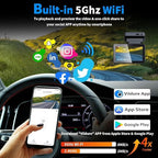 4K Dual Channel Dash Cam Front and Rear, Free 64GB Card Included, 5.8GHz WiFi Dash Camera for Cars, Built-in GPS, G-Sensor, 170°Wide Angle, 3" IPS Screen, 24H Parking Mode, Support 512GB Max