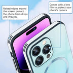 Guppy Compatible with iPhone 14 Pro with MagSafe Case, Magnetic Gradient Case with MagSafe Charging, Gradient Glass Back Cover with Lens Film-Blue