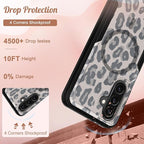 for Samsung Galaxy A36 5G Phone Case - Compatible with MagSafe Women Girls Cute Magnetic Protective Cover Cool Fun Unique Leopard Heavy Duty Shockproof Design for Samsung A36 5G Cases 6.7"