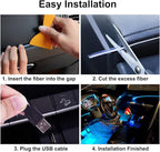 EL Wire Interior Car LED Strip Lights, LEDCARE 16.5FT USB Neon Glowing Strobing Electroluminescent Wire Strip with 6mm Sewing Edge, Ambient Lighting Kits for Car Inside Decoration (Ice Blue)
