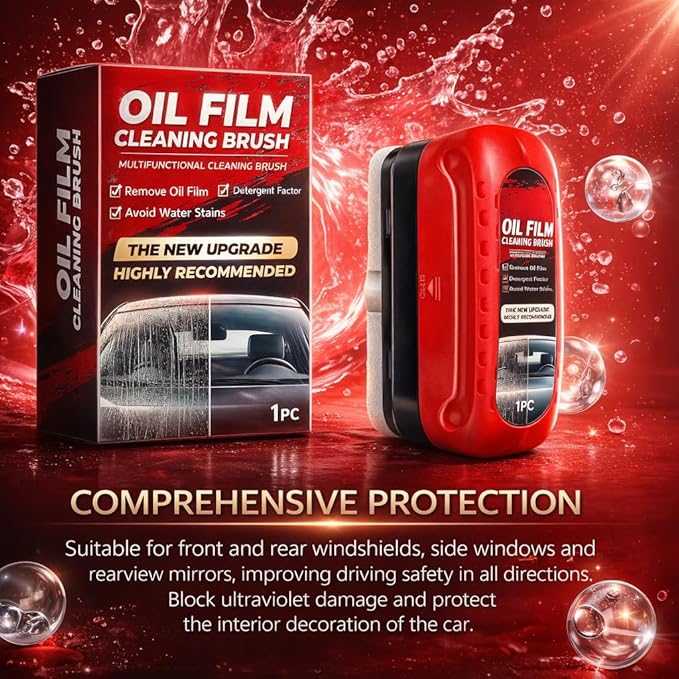 2 Pack Automotive Oil Film Cleaning Brush for Windshield, Car Glass Oil Film Remover with Hydrophobic Coating, Rain Repellent Windshield Cleaner Tool Improves Driving Visibility