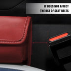Car Seat Gap Filler Organizer, Leather Vehicle Side Seat Gap Storage Box with Lid for Phone Key Card, L-Capacity Auto Interior Organization, Universal for SUV Sedan Truck (Wine Red)