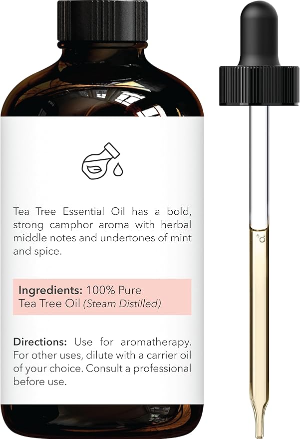 Brooklyn Botany Tea Tree Essential Oil - Huge 4 Fl Oz - 100% Pure and Natural - Premium Grade with Dropper - for Aromatherapy and Diffuser