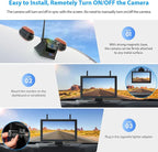 ZEROXCLUB 3 Magnetic Solar Wireless Backup Camera HD1080P Loop Recording 10.1 Inch Touchscreen Monitor, Quad RV Rearview Backup Cameras Wireless System for RV Trailer Tractor Truck, BL103