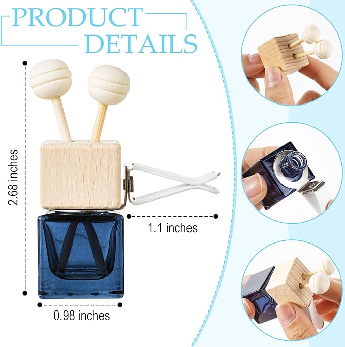 Zubebe 100 Pcs Car Diffuser Bottles Empty Bulk Vent Clip Car Air Freshener Diffuser for Essential Oil Perfume Glass Bottle with Wooden Caps Stick Fragrance Ornament (Gradient Black)
