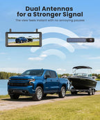 Solar Wireless Backup Camera: 7.2" 1080P Monitor, 2-Min DIY Installation, Dual Antennas, Split-Screen DVR Recording, IP69K Waterproof Reverse Camera for Car, Van, SUV, Truck, Trailer