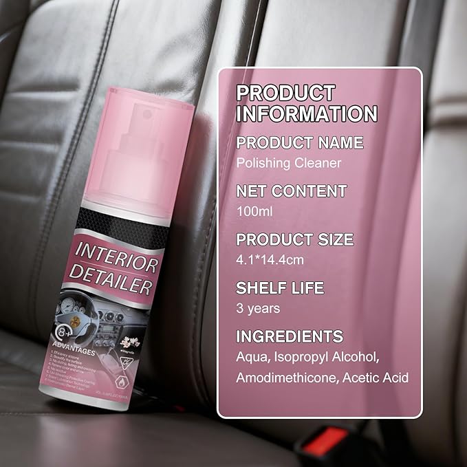 Car Interior Deep Cleaner for Rubber, Plastic, Leather Surfaces, All-Purpose Detailing Polish, Tire Cleaning Solution