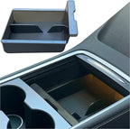 JVMA Center Console Organizer for Tesla Model Y 2024 2023 2022 2021 and Model 3 2021-2023 Accessories with Backlight Transparent Smooth Slide 3 Carbon Edition Upgrade