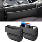 2 Pack Universal Fit Premium Leather Car Seat Gap Filler Organizer, Center Console Organizer for Car SUV Truck (Black，2 Pack)