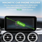 Car Phone Holder for Mercedes Benz GLC 2020-2022 & C-Class 2019-2021 (Only for 10.25-Inch Screen) 360° Rotation Magnetic Cell Phone Mount, Compatible with Magsafe, Does Not Affect Air Vent