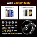 Wireless CarPlay Adapter, 2-in-1 Mini CarPlay & Android Auto Wireless Adapter, Plug & Play, Auto Connect, Car Accessories, Car Play Dongle Compatible with iPhone & Android
