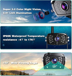 Wireless Backup Camera, 7 Inch Monitor Rear View Camera System for RV, Trailers, Trucks, 5th Wheels, Support 2 Cameras, IP69 Waterproof 18 LED IR Night Vision 152° View Camera, DIY Guide Lines