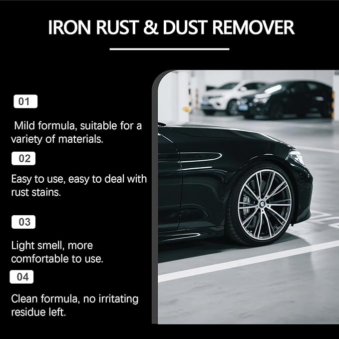 Iron Rust & Dust Remover Spray for Wheels and Rims, Aluminum Cleaner, Safe for Wheel & Paint, 120ML/4FL.OZ with Sponge