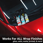 Rev Auto Vinyl Wrap Cleaner Kit – 3-Item Set Includes Wrap Detailer, Shampoo & Light Stain Remover | Made for Gloss, Satin, Matte, Chrome & More