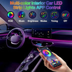 YUGUANG Interior Car Lights Strip APP Control, 5 in 1 Multicolor Music Sync RGB LED Car Ambient Lighting Kit with 236 inches Fiber Optic