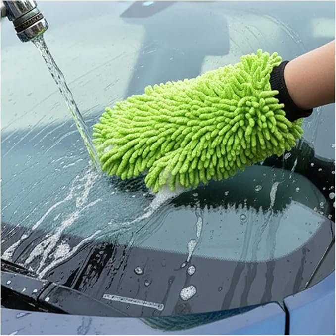 Microfiber Car Wash Gloves - Super Soft Scratch-Free Wash Mitts for Detailing and Cleaning (1/2PCS)(1pc Green)