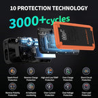 Jump Starter with Air Compressor, Acmount 5000A Car Battery Jump Starter with 150PSI Tire Inflator for Up to 9.0 Gas/8.0L Diesel, 12V Portable Jump Starter Box with LCD Display, Light (Orange&Black)