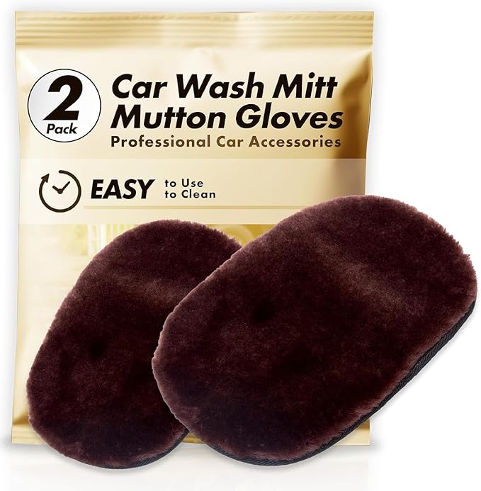 Yours Car Wash Mitt, Ultra-Soft Microfiber Wash Mitt for Car Wash Kit, Scratch-Free & Gentle for Car Detailing and Paint Protection, 2 Pack, Brown