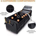 HEYTRIP Large Trunk Organizer With Built-in Leakproof Cooler Bag, 2 Tie-Down Straps, 4 Removable Dividers, Foldable Cover, Built with 2mm PE Board