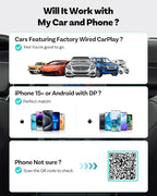 OTTOCAST Mirror Touch with Wireless Carplay Adapter, Mirror & Watch Any APP on The Car Screen, such as YouTube Netflix Tiktok Disney+ etc, Control phone on car screen for car has factory-wired CarPlay