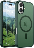 SUPFINE Magnetic for iPhone 17 Case (Compatible with MagSafe)(Military Grade Drop Protection) Translucent Matte Shockproof with Anti-Fingerprint Phone Cover 2025,Forest Green