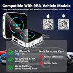 AI Box Carplay, 4+32GB Car Video Box for Netflix/YouTube/TikTok/TF Card & HDMI Output Streaming Magic AI Box Wireless CarPlay Adapter with Ambient Light, Fits for OEM Wired Car Play Cars