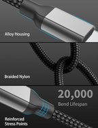 2FT USB C Charger Cable 3A, 3Pack USB A to Type C Charge Cord Fast Charging for Car, 2 Foot Android Braided USB-C Cable for iPhone 17 16 15 Pro Max Plus, iPad Pro, Galaxy S24 S23 S22,Note 20,Moto G,LG