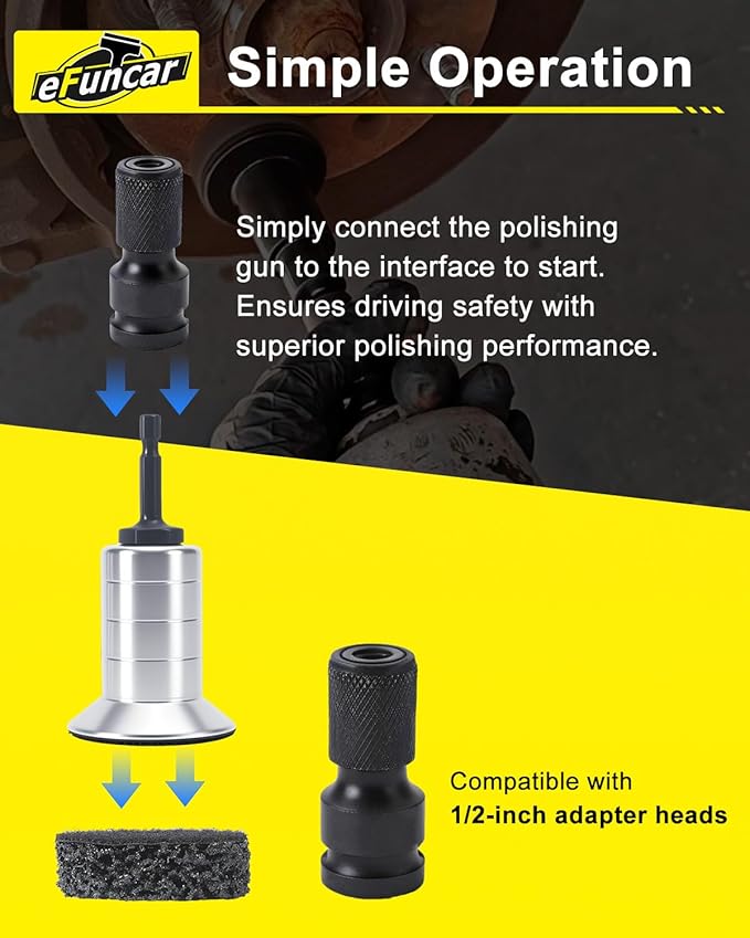 Hub Cleaner Resurfacing Tool, Aluminum Alloy Brake Hub Cleaning Kit with 5 Pads Fits Power Drill or 1/2" Impact Driven Wrenches for Car Motorcycle