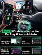 Wireless Carplay & Android Auto Adapter, Metal Design Mini & Stable 2-in-1 Dongle, Convert Vehicle's Wired CarPlay/Android Auto to Wireless, for iOS 10+/Android 11+ & Cars from 2016