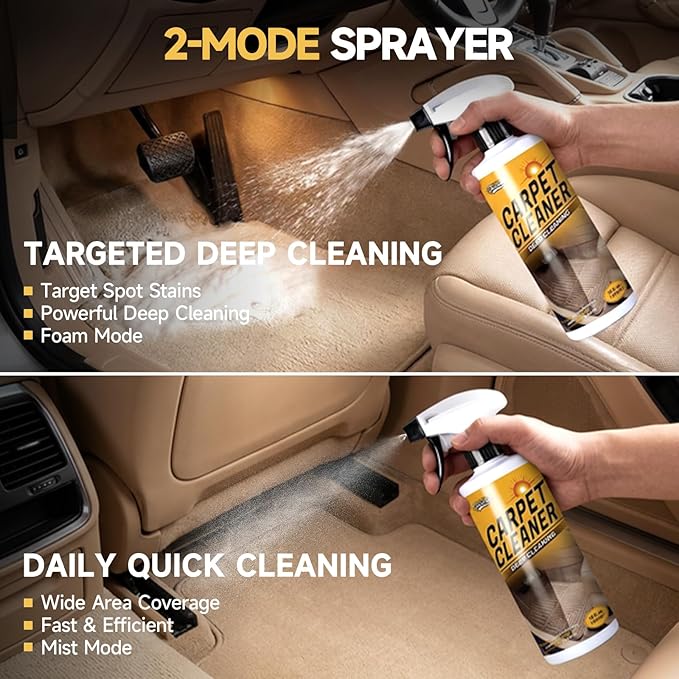 toretark Instant & Powerful Carpet Cleaner Spray, Stain Remover for Seats, Fabric & Floor Mats, Upholstery Cleaner Removes Tough Stains, pH Balanced, Minimal Residue, 16 fl oz*2