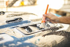 Detail Factory - Boar Hair Long-Handle Detailing Brush - Comfortable Grip and Heavy-Duty Scrubbing for Interior, Exterior, Engine Bay, Wheels, Exhaust Tips, Textured Plastic, Orange