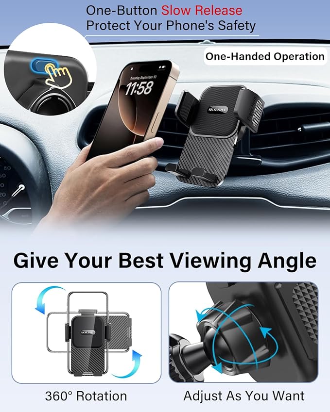 SKYLOTEC Car Phone Holder for Toyota RAV4 2013-2015 2016 2017 2018 Accessories Automobile Cradles Phone Mount, Cell Phone Base Not Block Air Vent