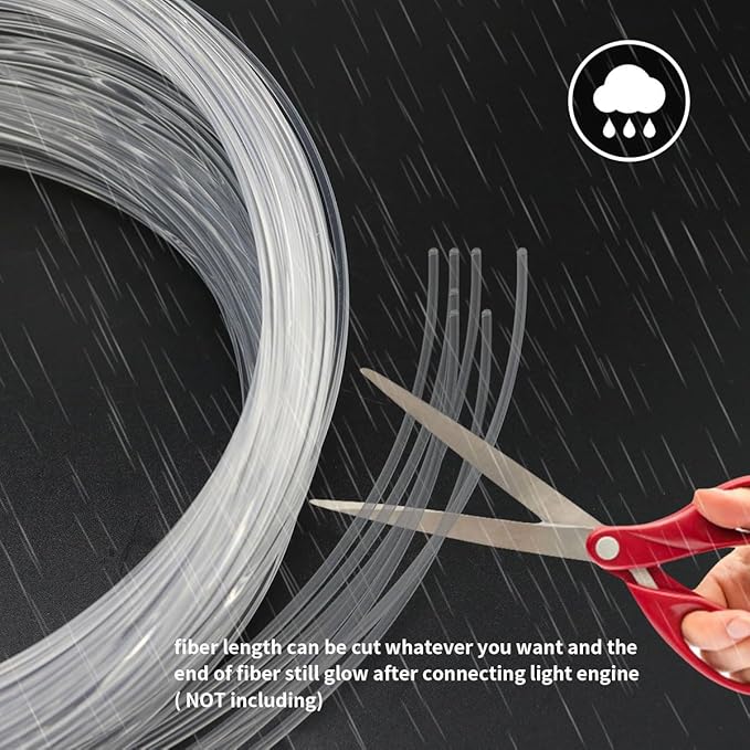 AZIMOM PMMA Plastic 100pcs 0.03in9.8ft End Glow Fiber Optic Cable Strands Roll for Star Sky Ceiling All Kind LED Light Engine Driver