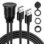 Dual Port USB A 2.0 Male to USB C 2.0 Female Extension Cable,Flush Mount Waterproof Panel Cable for Car,Truck,Boat,Motorcycle Dashboard 3.3ft