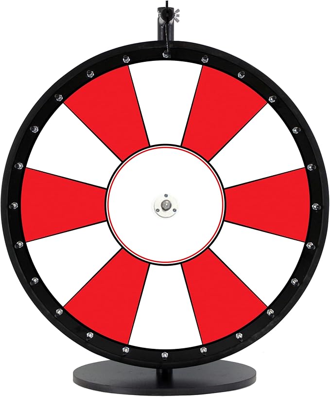 Dual and Triple Color Tabletop Dry Erase Prize Wheel – 24 Inch Desktop Spinning Wheel, Durable Wood, Balanced for Fair Odds, Trade Show Booth Raffle, Fundraiser, Baby Shower (Red, 24")