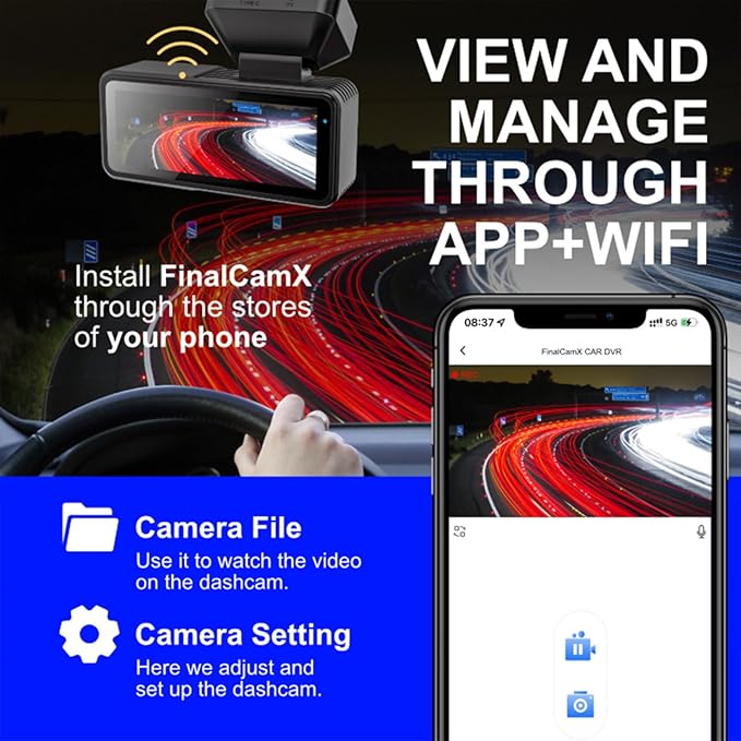 2026 New Osmo Dashcam Pro 3.0 4K Front and Rear Dash Cam, 4K + 1080P Dash Camera for Car with Night Vision (WiFi+GPS+128GB)